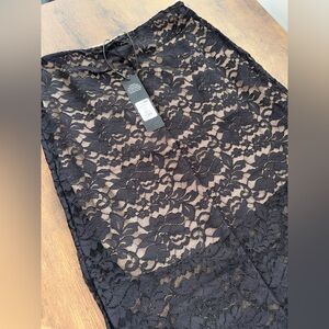 Fashion Nova Black Floral Lace Midi Skirt